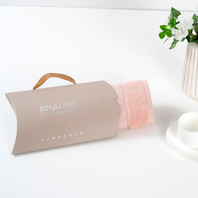 洁玉 超柔赛络全棉毛巾单条礼盒装(手提饺子盒) TG19-03A 粉色