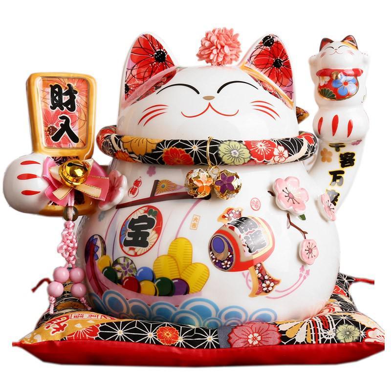 正版猫摆件大号发财猫店铺开业礼品陶瓷储蓄罐创意家居装饰品 三维工匠 生意兴隆猫