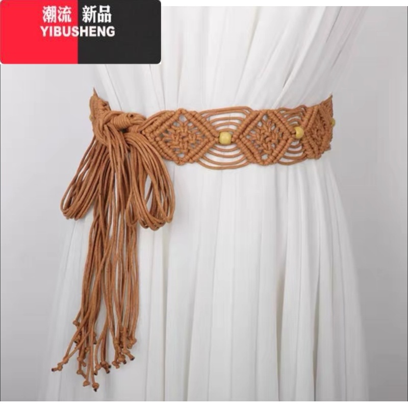 YIBUSHENG西北新疆沙漠旅行度假穿搭法式蕾丝拼接白色长款衬衫连衣裙女开N S 单独腰带均码