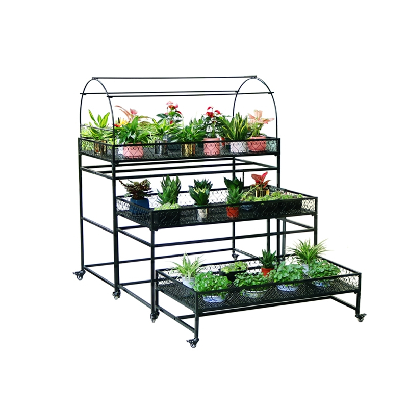定做阳台多肉花架三层铁艺落地多层室外阿斯卡利花架置物架可移动带轮