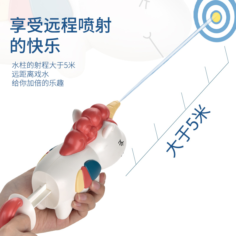 婴侍卫 独角兽抽拉式水枪 水炮玩具 TY004-4 红/黄/蓝 颜色随机高清大图