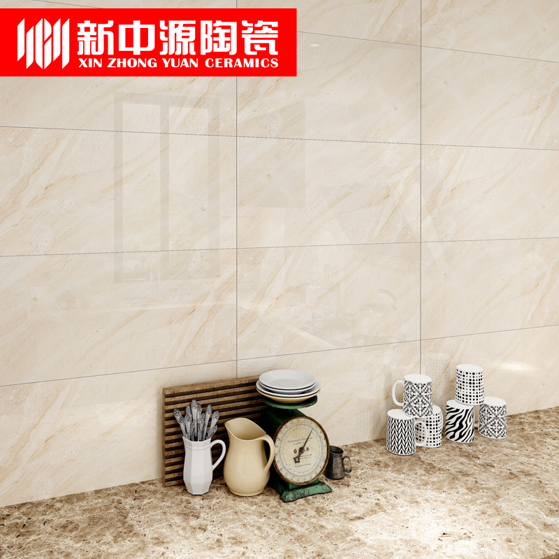 新中源陶瓷卫生间墙砖瓷砖石纹300x600阳台厨房地砖易洁亮面防滑6026