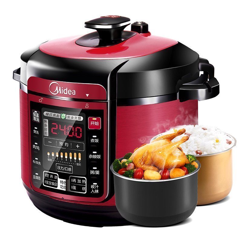 美的(Midea) 电压力锅 MY-QC50A5一锅双胆5L微电脑按键式 多功能家用高压锅 24H智能预约