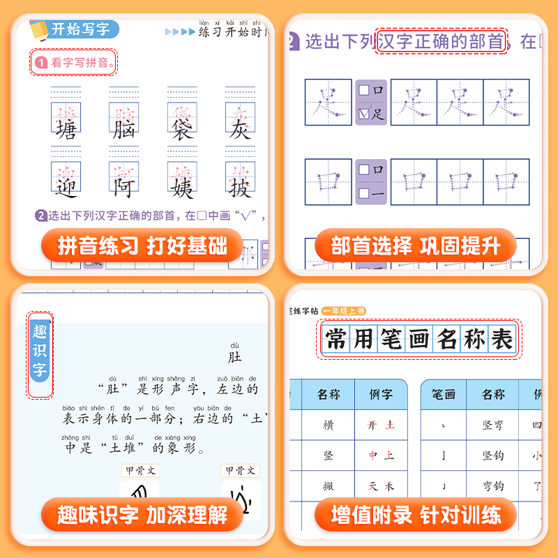[六年级上册]练字帖+阅读理解 [正版]点阵控笔训练字帖一年级二年级三年级上册语文同步练字帖小学生每日一练人教版四五六年