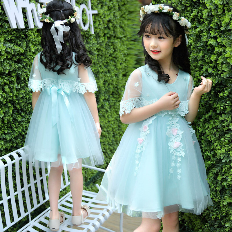 女童披肩连衣裙2018夏装新款韩版时尚儿童公主裙子礼服蓬蓬纱裙