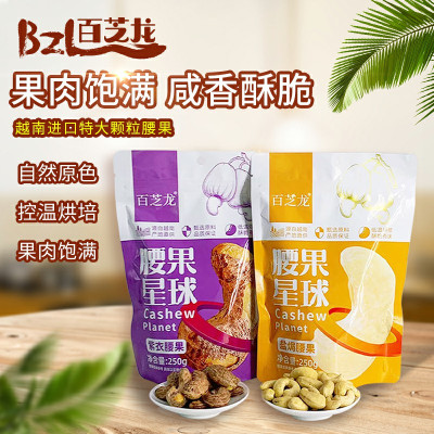 百芝龙 腰果星球紫衣腰果250g*1袋+盐焗腰果250g*1袋坚果零食酥脆有味低温烘焙休闲小零食越南坚果干果炒货袋装