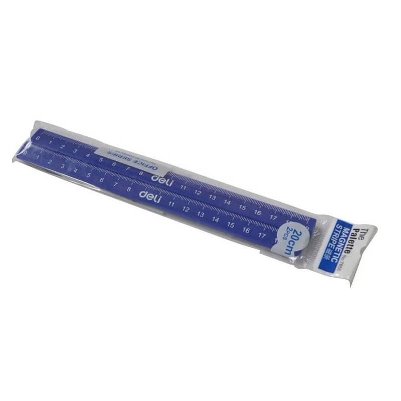得力(deli)7850 磁条橙色蓝色20cm量程直尺白板尺磁性直尺