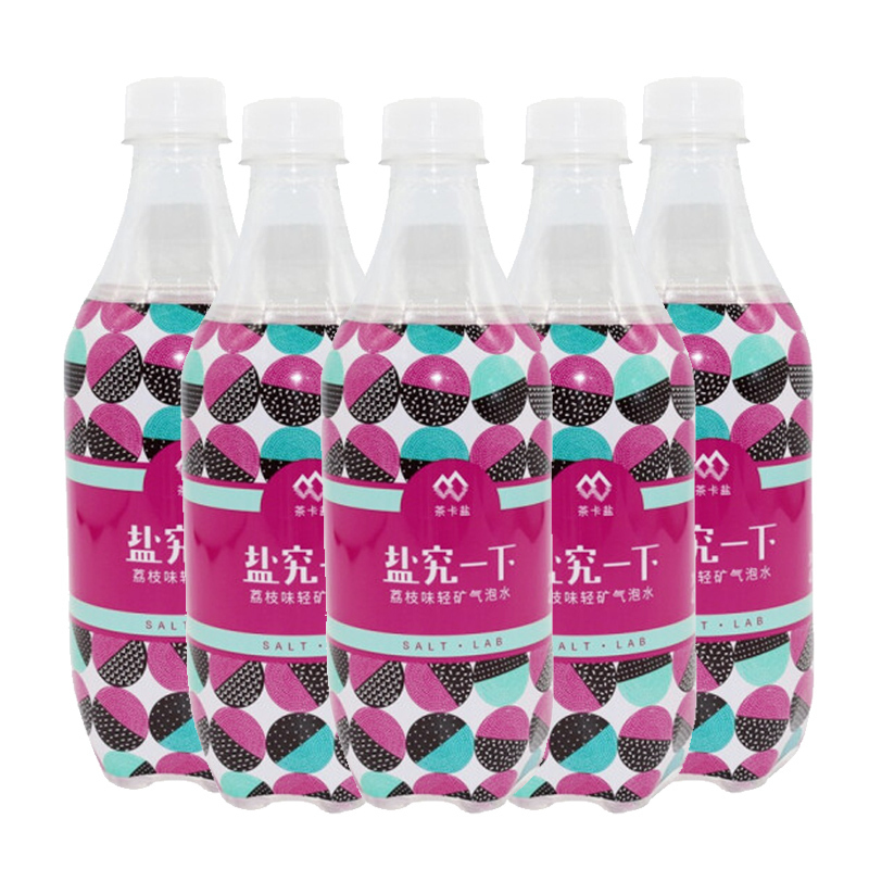 延中 盐究一下 荔枝味 茶卡盐轻矿气泡水 470ml *5瓶装