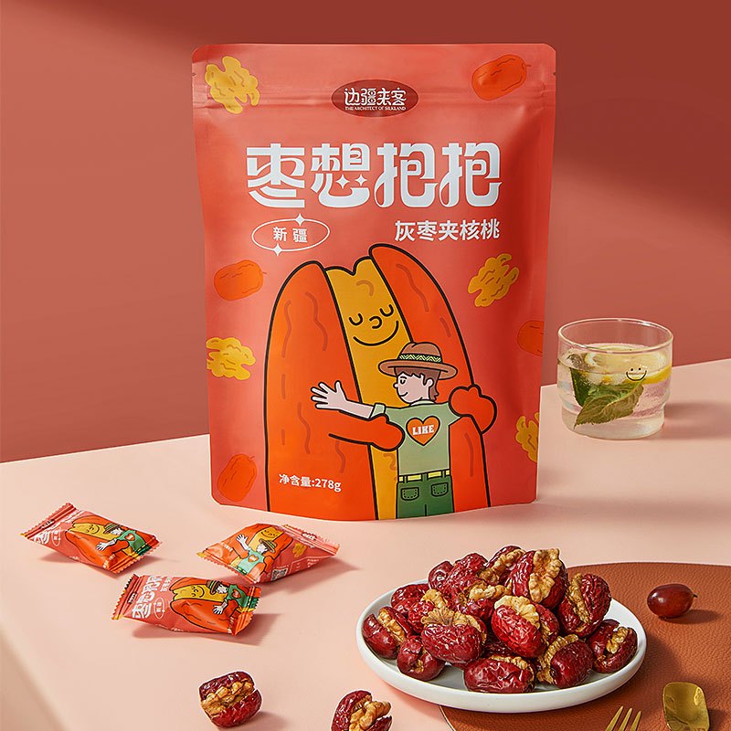 边疆来客 一拍即核518g*1袋+枣想抱抱278g*1袋坚果蜜饯水果制品枣干新疆特色办公分享休闲零食