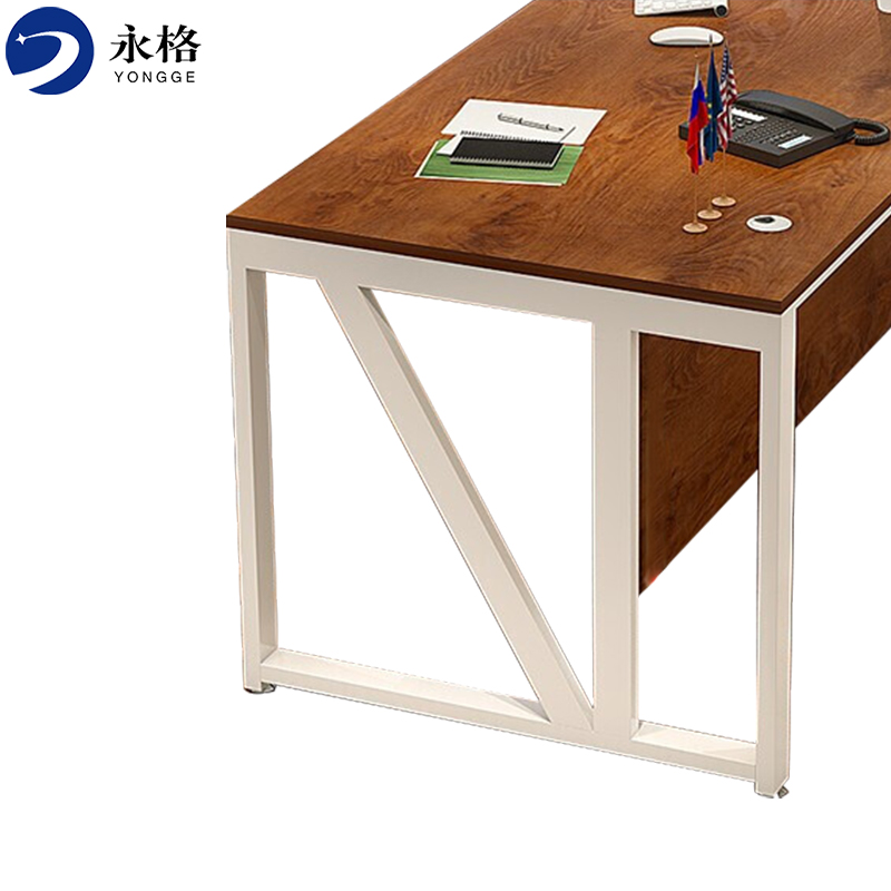 永格办公家具办公桌组合职员工电脑桌屏风工位现代简约单人办公室老板桌椅白架+白色总长1.6米【含侧柜】高清大图