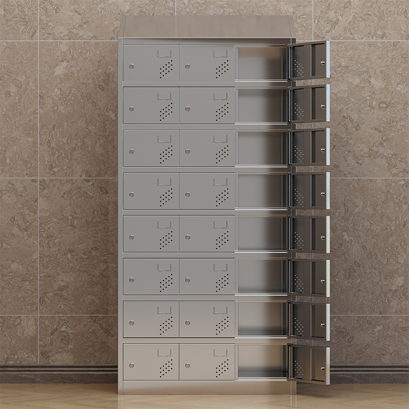臻远 ZY4111420 304不锈钢斜顶更衣柜员工宿舍储物柜 二十四门更衣柜高清大图