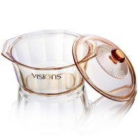 美国康宁(VISIONS) VS-22-DI晶钻透明锅2.2L家用玻璃锅20CM口径砂锅汤锅炖锅