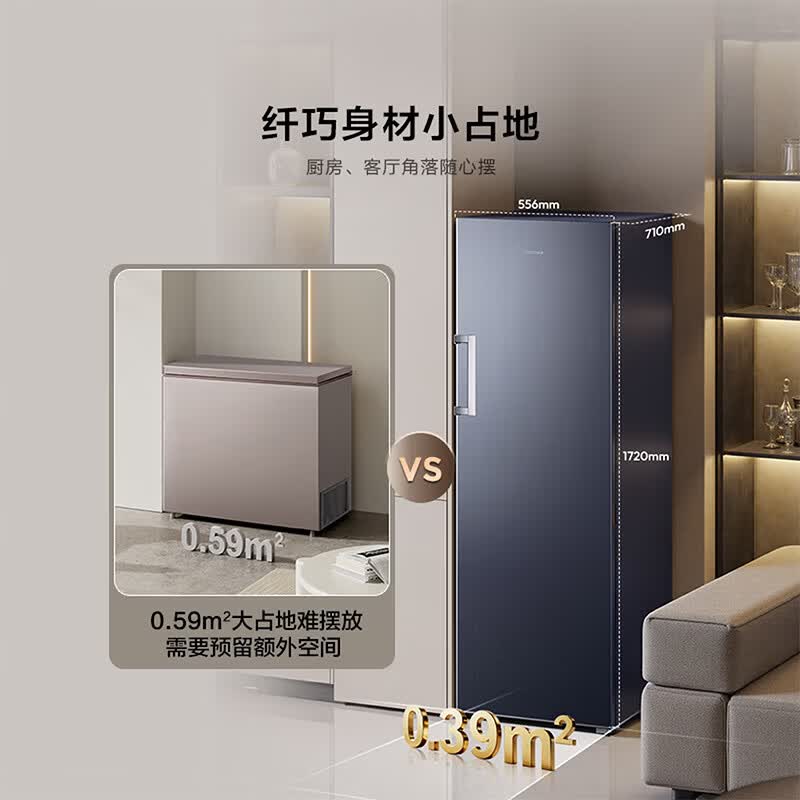 海信大薄荷290升立式家用冷柜变频小冰箱深冷速冻一级能效省电风冷无霜BD-290S3LNKQD国家补贴高清大图