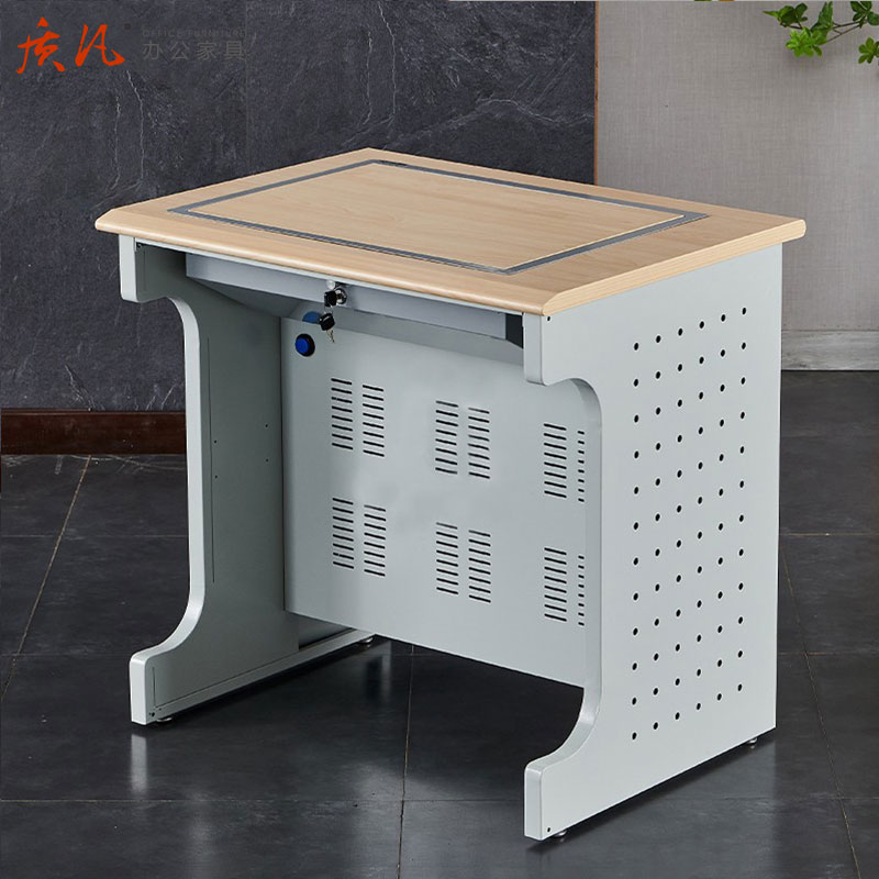 质凡翻转电脑桌半嵌入式隐藏培训课桌zf-dnz002/90*60*75cm/张高清大图