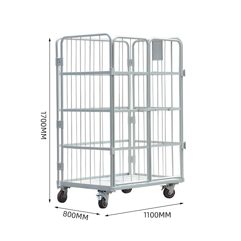 臻远ZY-L10仓储笼 折叠物流台车快递仓库周转车 1100*800*1700加门高清大图
