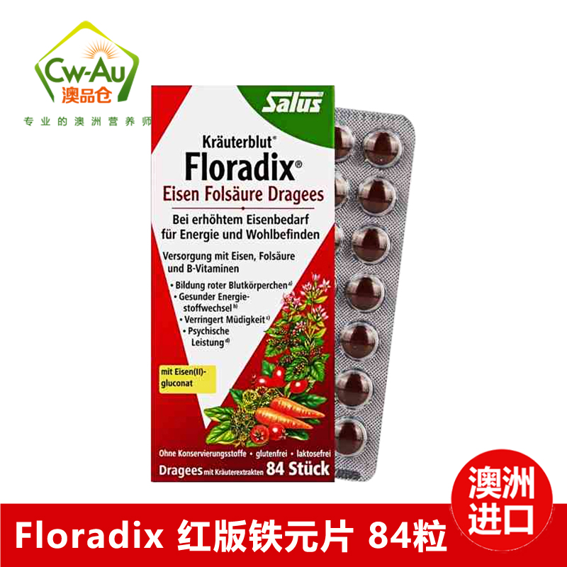 德国Floradix红版铁元莎露斯Salus红铁补血补气铁有机果 片剂 84粒 备孕孕产妇女性老人便携装 膳食营养补充剂