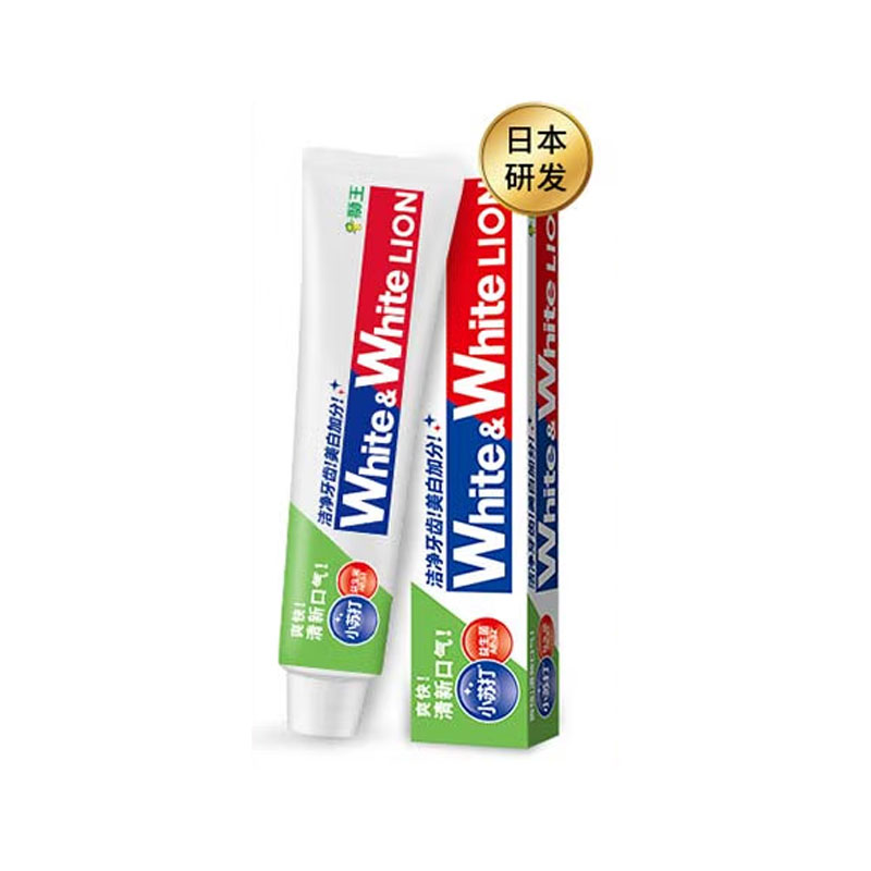 狮王(Lion) WhiteWhite小苏打美白护龈牙膏 沁凉青柠120g 清新口气净白去牙渍