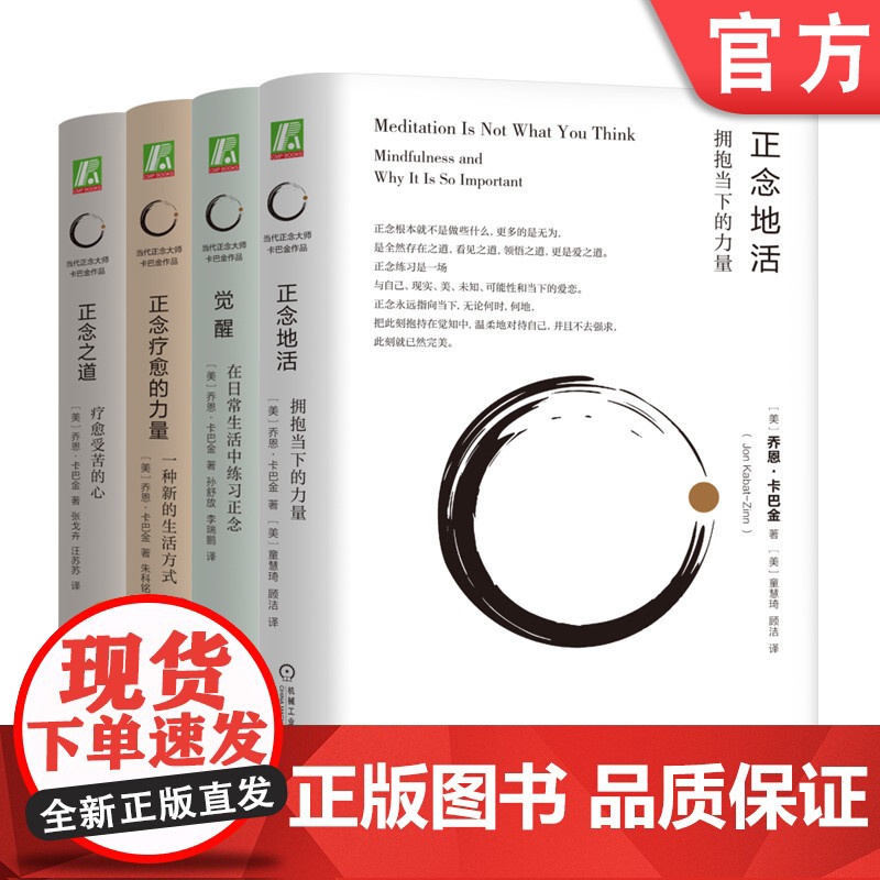 套装 正念地活+正念疗愈的力量+觉醒 在日常生活中练习正念+正念之道 全4册 机械工业出版社