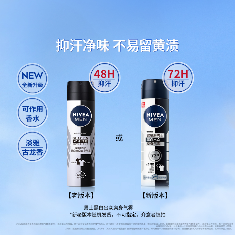 妮维雅(NIVEA)女士爽身气雾 150ml*2 海洋酷爽+黑白出众高清大图