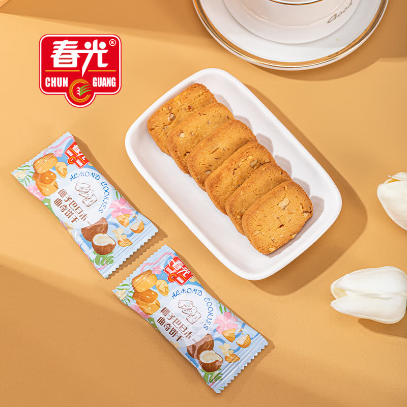 “椰香松脆小食礼盒 288g 椰香酥卷108g 椰蓉味凤凰卷100g 椰子味巴旦木曲奇80g”高清大图
