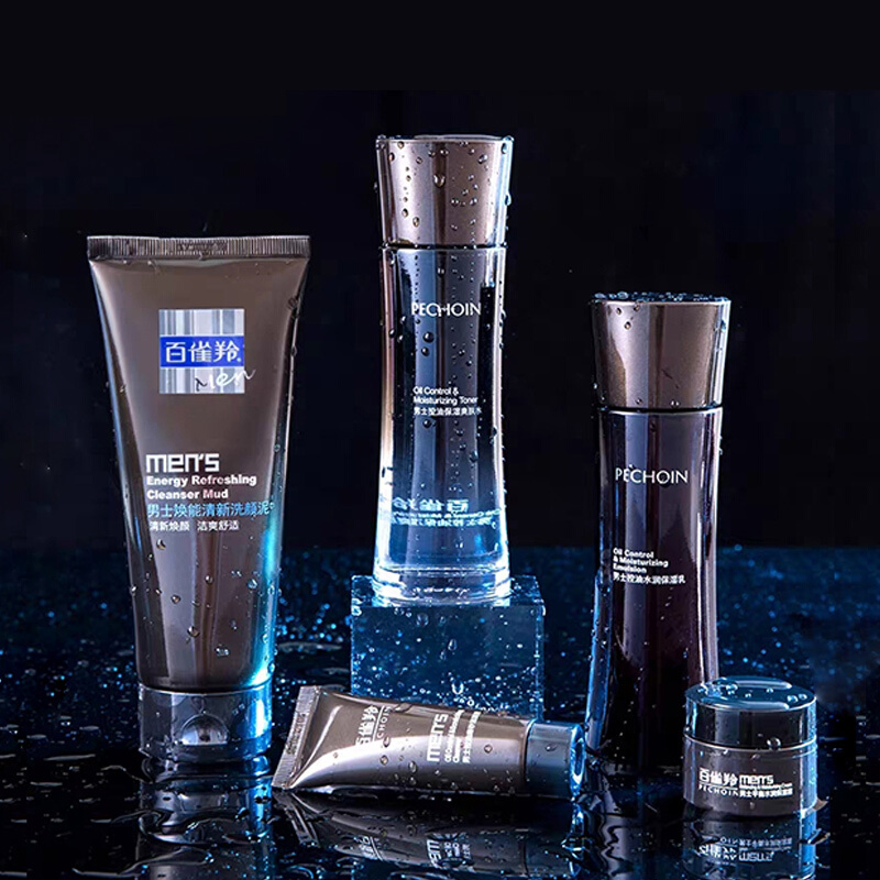 百雀羚(PECHOIN)男士焕活劲爽护肤礼盒(洁面140g+乳100g+水100ml+赠品) 去角质 控油平衡
