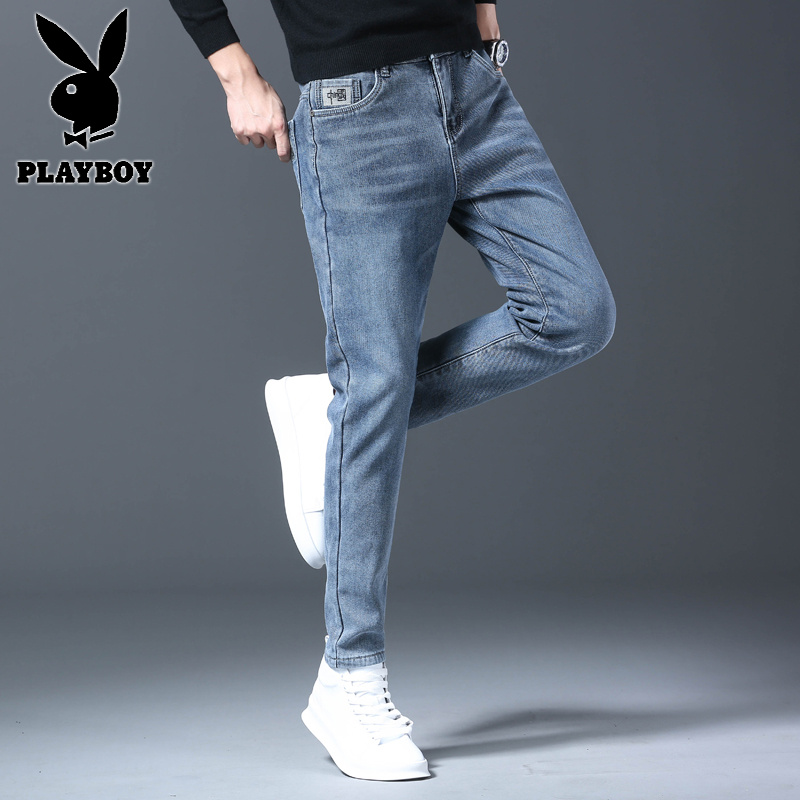花花公子新款高品质2025秋冬新款牛仔裤男刺绣高端修身弹力潮牌男士长裤子加绒_627高清大图