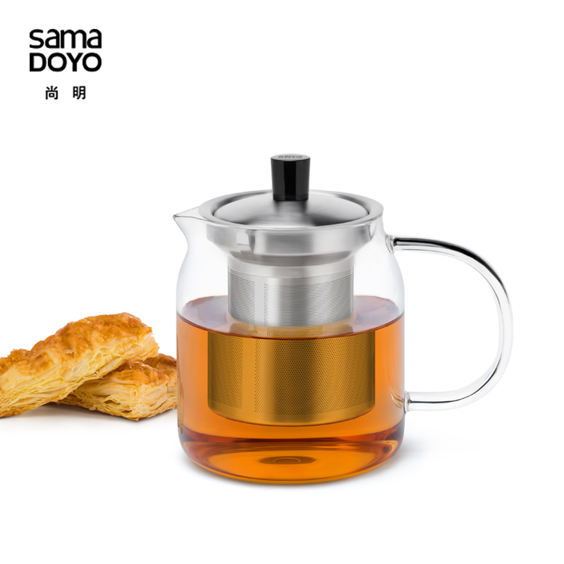 尚明玻璃茶壶不锈钢过滤家用耐热花茶壶泡茶壶红茶泡茶器耐高温茶具