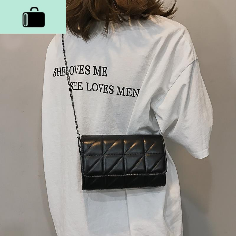 包包女2020新款时尚菱格小方包百搭小包包简约复古单肩包斜挎女包NEW LAKE女士单肩包