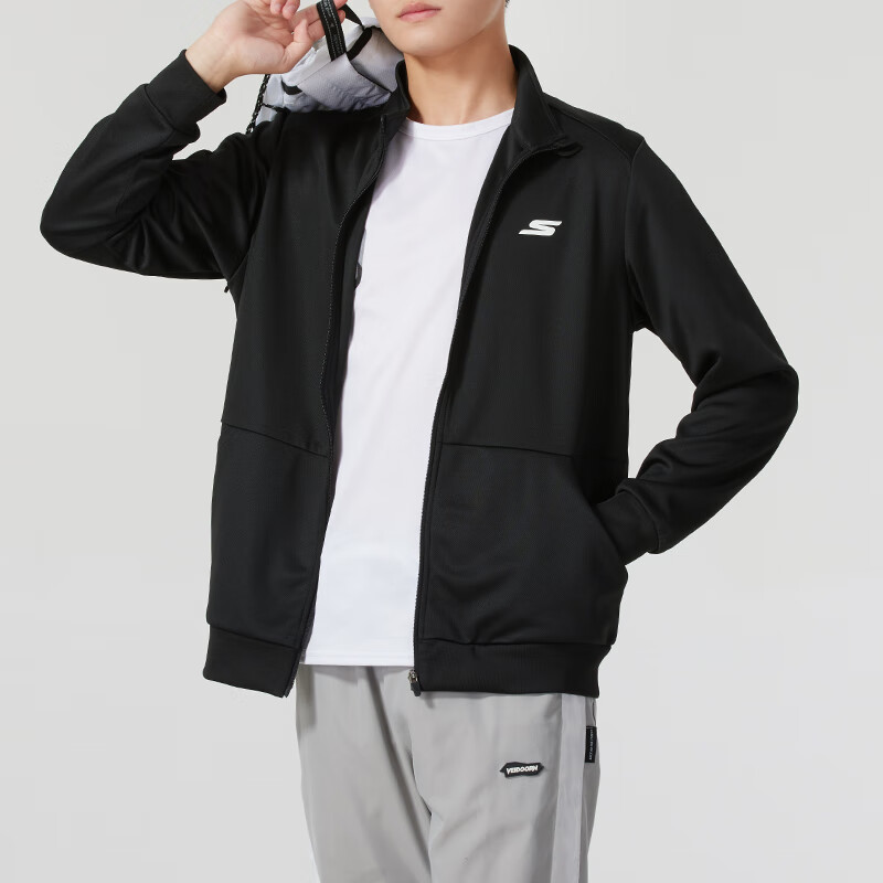 斯凯奇(Skechers)男装 秋季新款运动装时尚潮流户外健身跑步训练针织夹克外套