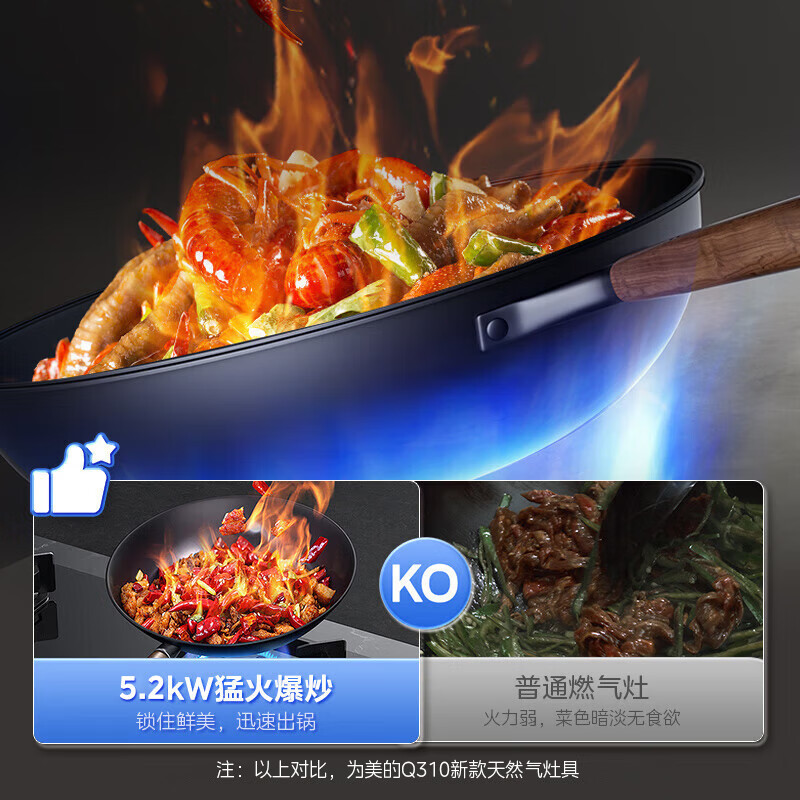 美的(Midea)燃气灶双灶Q310-M家用液化气灶煤气灶双灶5.0kW大火力大开孔大底壳灶具大面板猛火灶台液化气高清大图