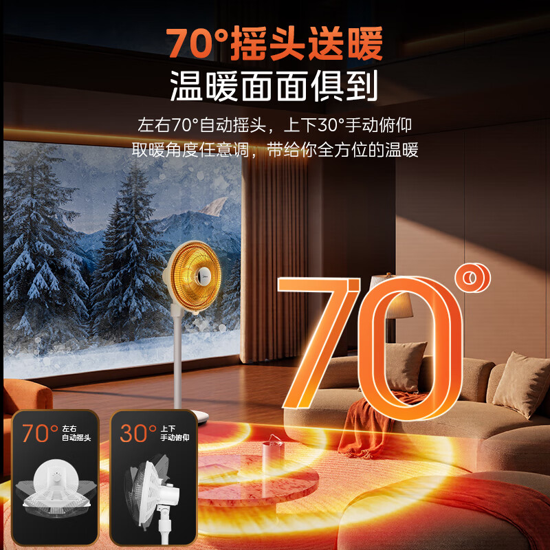 美的(Midea)[加大网罩]家用小太阳取暖器/电热电暖器/电暖气片/节能速热电热扇大面积烤火炉/取暖神器NPS-NJ高清大图