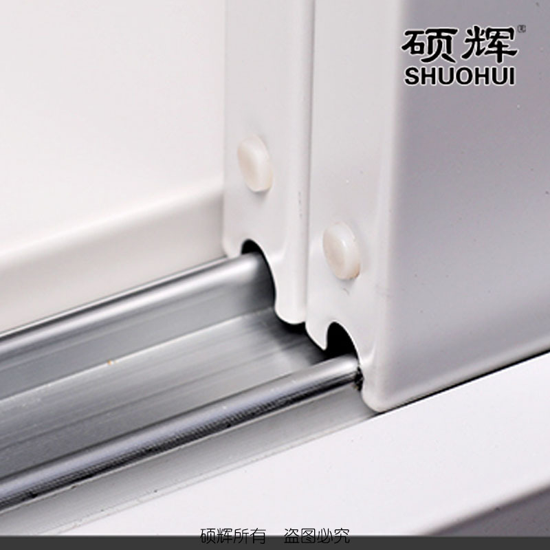[硕辉]实木色钢制图书柜 两层分体柜 推拉玻璃门 六层图书柜 1.5米宽 2.0米高