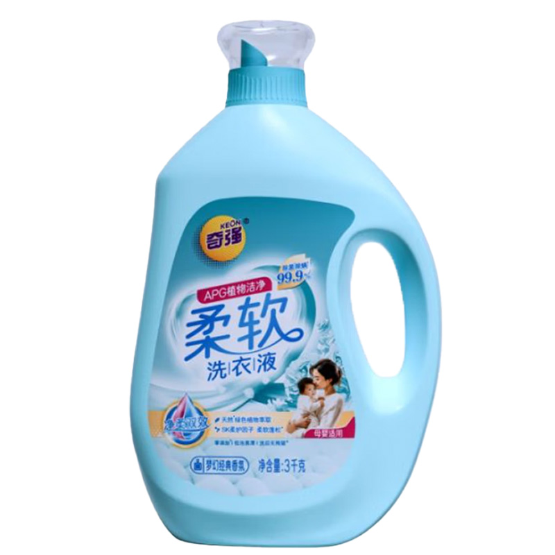 奇强洗衣液洁净去污柔软蓬松低泡易漂净柔双效持久留香3kg