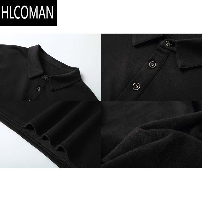 HLCOMAN300斤大码翻领长袖T恤男卫衣男套头商务2024新款加肥加大肥佬