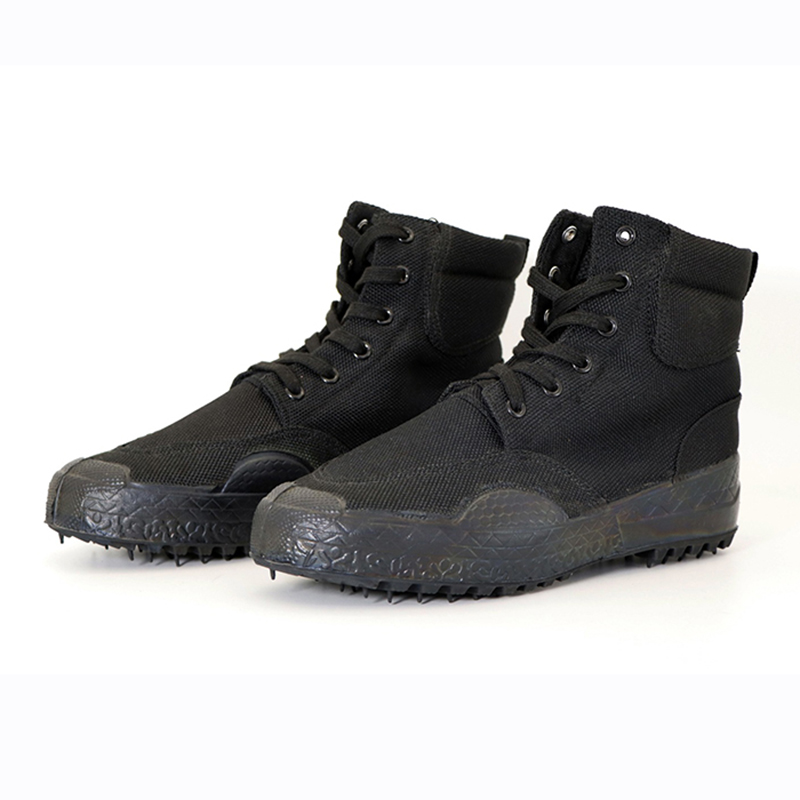 天鸣TM 黑色中腰帆布单鞋 劳保鞋 户外工作鞋 源头工厂可定制 38-46码 双高清大图