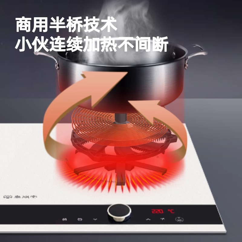 尚朋堂嵌入式电磁炉双灶家用台式大功率电陶炉智能双头双眼电磁灶 一电一陶磁悬控二级能效高清大图