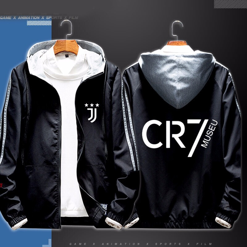 珂卡慕(kekamu)cr7球迷服男女连帽夹克开衫拉链上衣c罗防风外套秋季