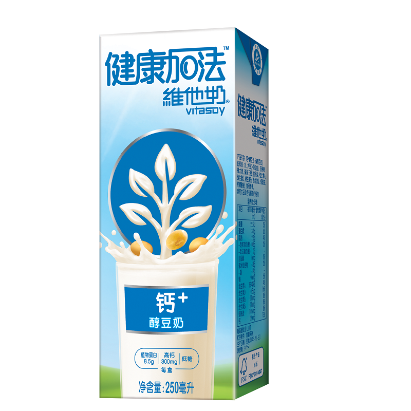 维他奶 (Vitasoy) 健康加法钙+醇豆奶饮料250ml*12盒