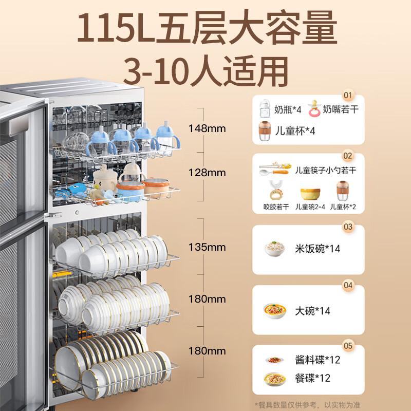 康宝(Canbo)XDZ115-LC3M消毒柜家用 不锈钢 立式 大容量母婴儿奶瓶厨房碗筷小型高温二星级热风消毒柜碗柜白高清大图