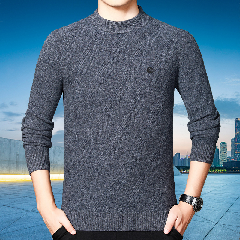 免费试穿高端山羊绒正品牧绒多斯圆领100纯山羊绒衫男士宽松商务中年