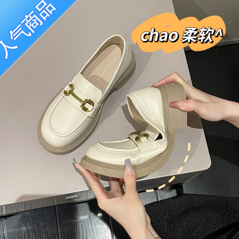 SUNTEK乐福鞋女春秋季2023新款休闲百搭单鞋厚底英伦小皮鞋女鞋高清大图