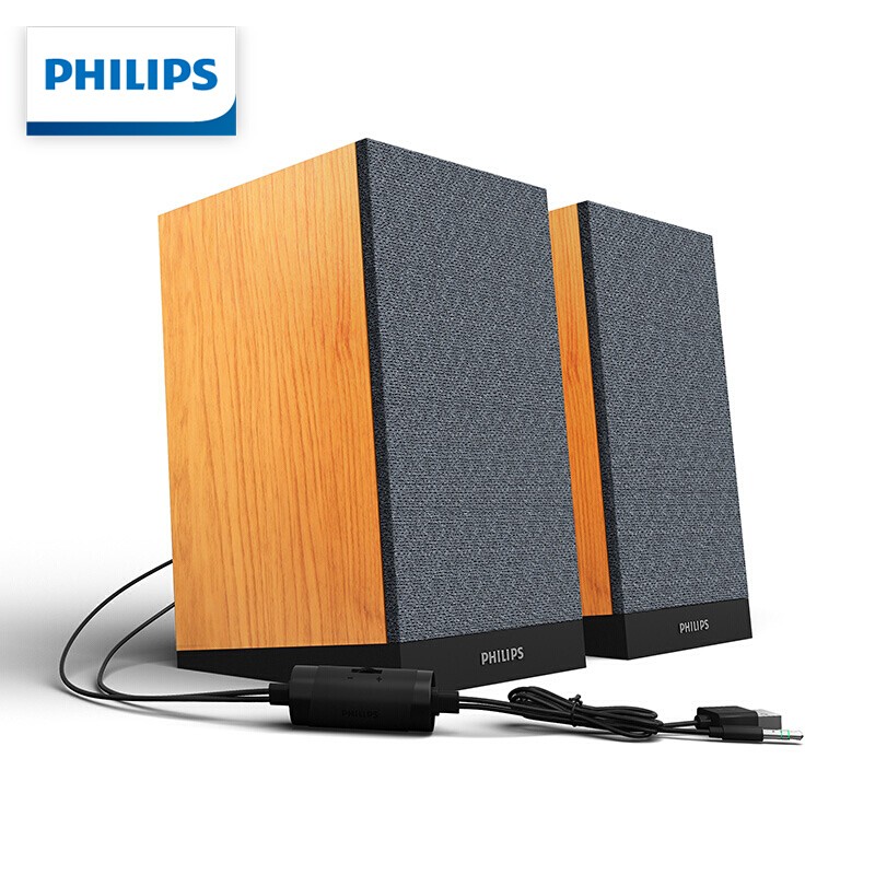 Philips/飞利浦 笔记本电脑小音箱低音炮音响家用重低音实木高清大图