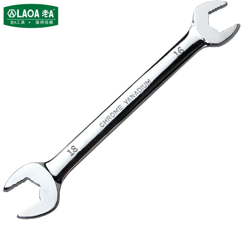 老A(LAOA)双开口扳手CR-V镜面防滑机修呆头扳子16*18mm(公差±20mm) LA315410高清大图