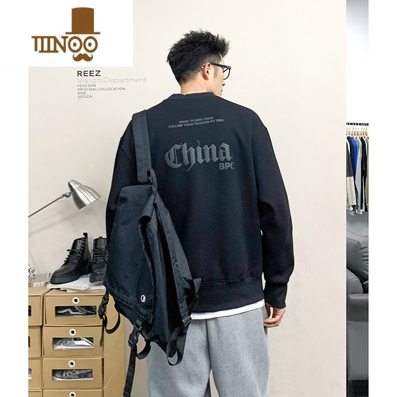 YANXUREEZ[店主穿搭]圆领卫衣男宽松日系休闲男生潮牌外套