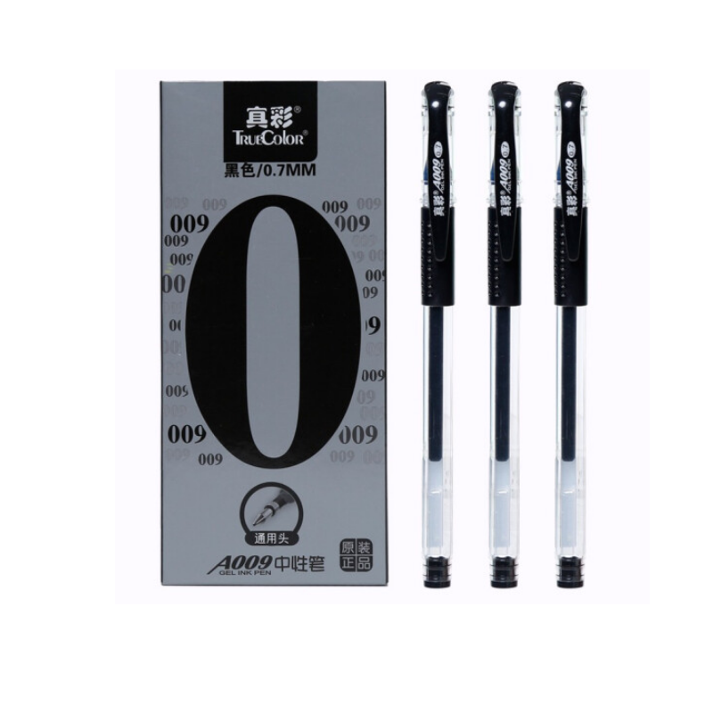 真彩(TRUECOLOR)A009经典办公子弹头中性笔签字笔水笔0.7mm 黑色 12支/盒