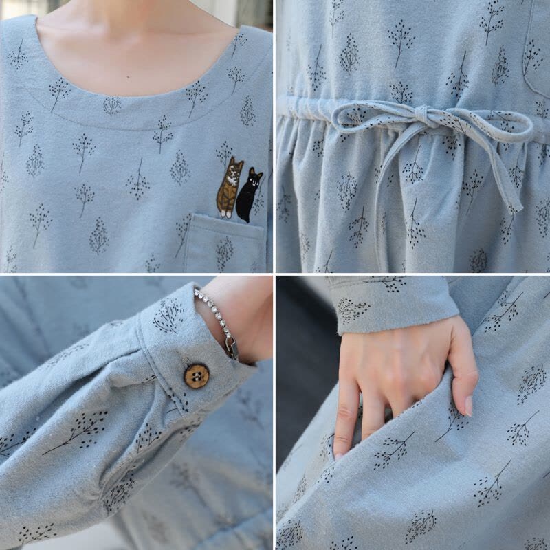 迪鲁奥(DILUAO)孕妇装秋装孕妇裙时尚款2021新款韩版宽松孕妇连衣裙中长款怀孕期上衣图片