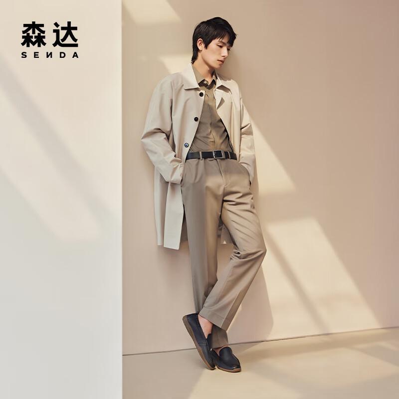 森达舒适豆豆鞋男春季一脚蹬软面平底乐福休闲皮鞋ZYA08AM4