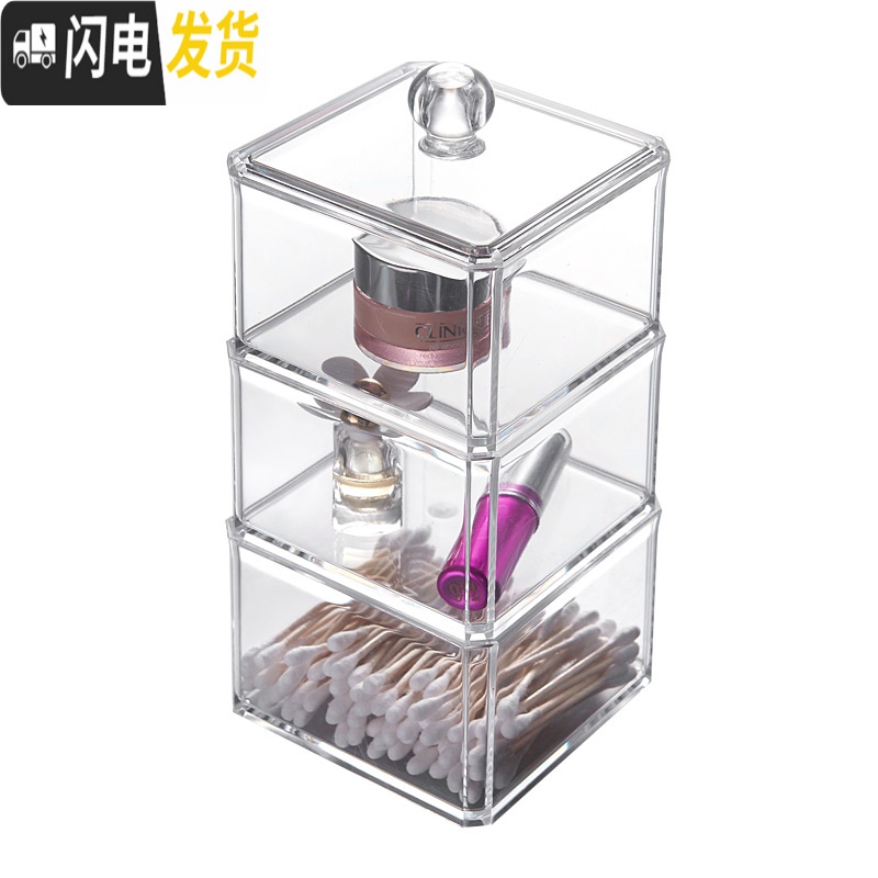 三维工匠棉签盒防尘化妆棉海绵化妆品收纳盒棉签小盒盖子梳妆台桌面棉片棉高清大图