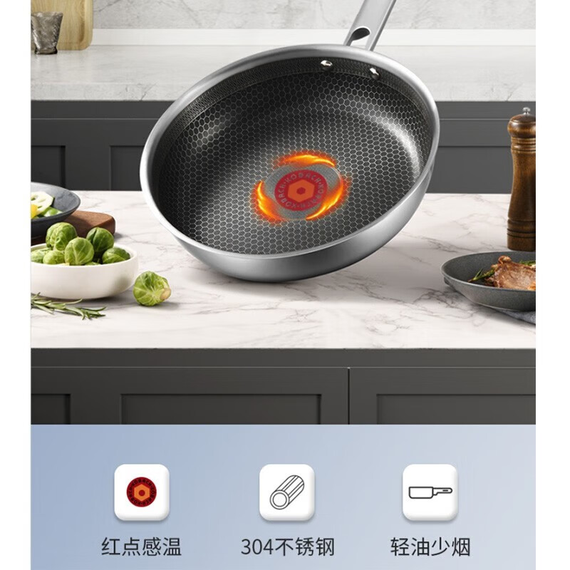 康巴赫红点感温蜂窝煎锅-套装26cm (带盖) (KGW-J26W)高清大图