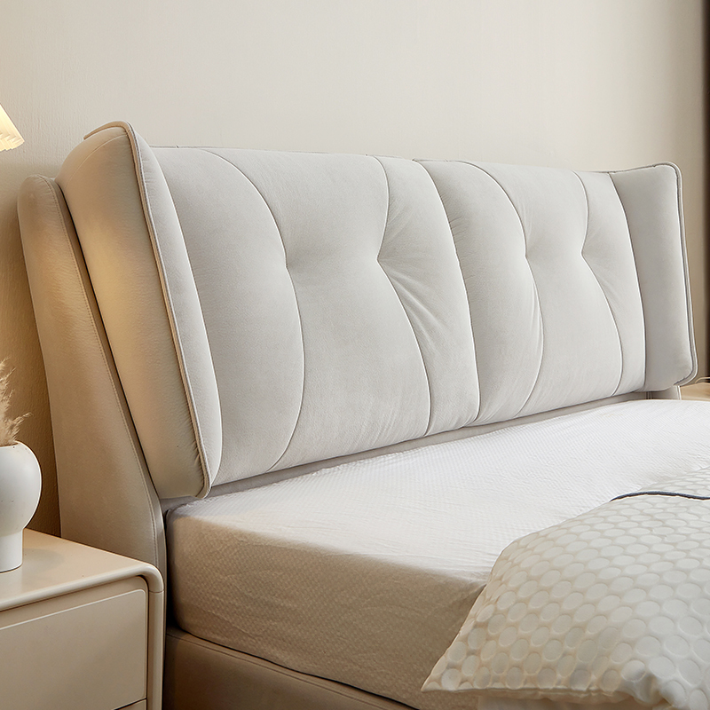 全友家居现代简约猫抓绒布软床布艺床主卧奶油风布床双人床115038